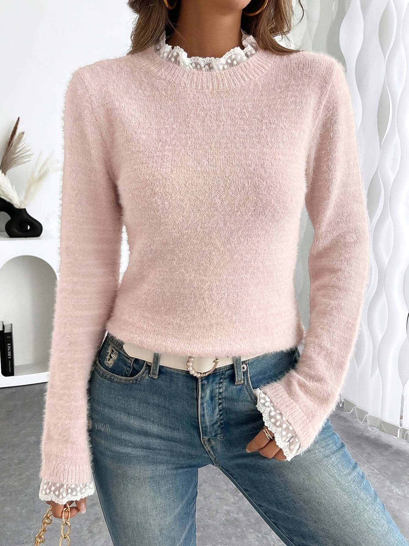 Dune™ - Knit Sweater with Lace Trim