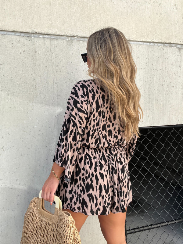 Leopard Print Romper Casual Jumpsuit