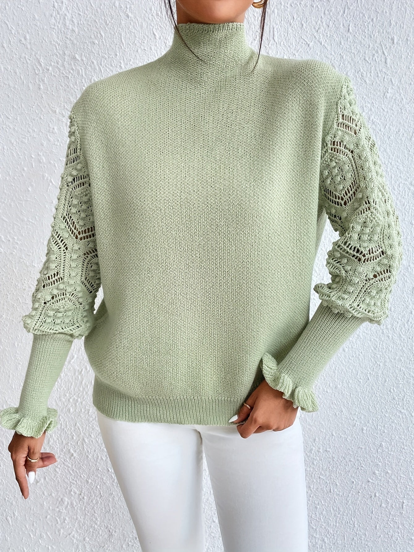 Alexa™ - Lace Sleeve Knit Sweater