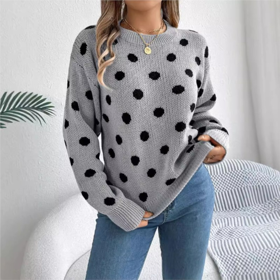 Nuala™ - Knitted Sweater with Polka Dot Patterns