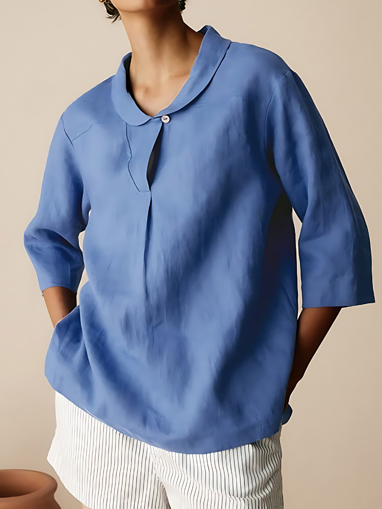 Helen - Casual Linen Cotton 3/4 Sleeve Shirt