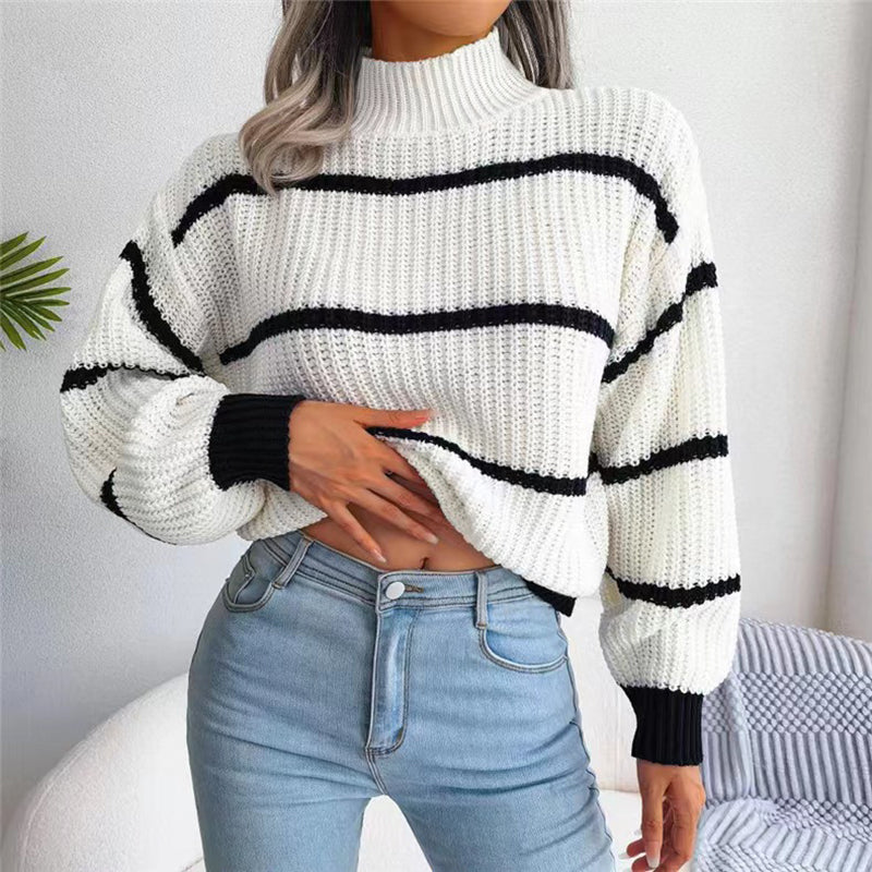 Lina™ - Comfortable Striped Knit Sweater