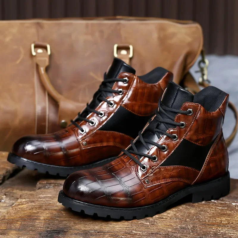 Rendell™ | Leather Croco Boots