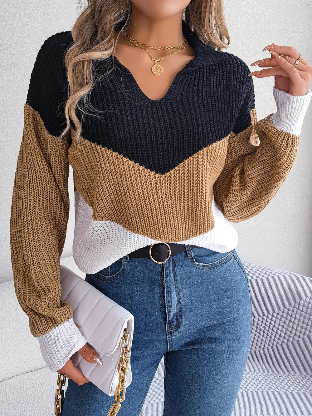 Phaedra™ - Comfortable Patchwork Sweater