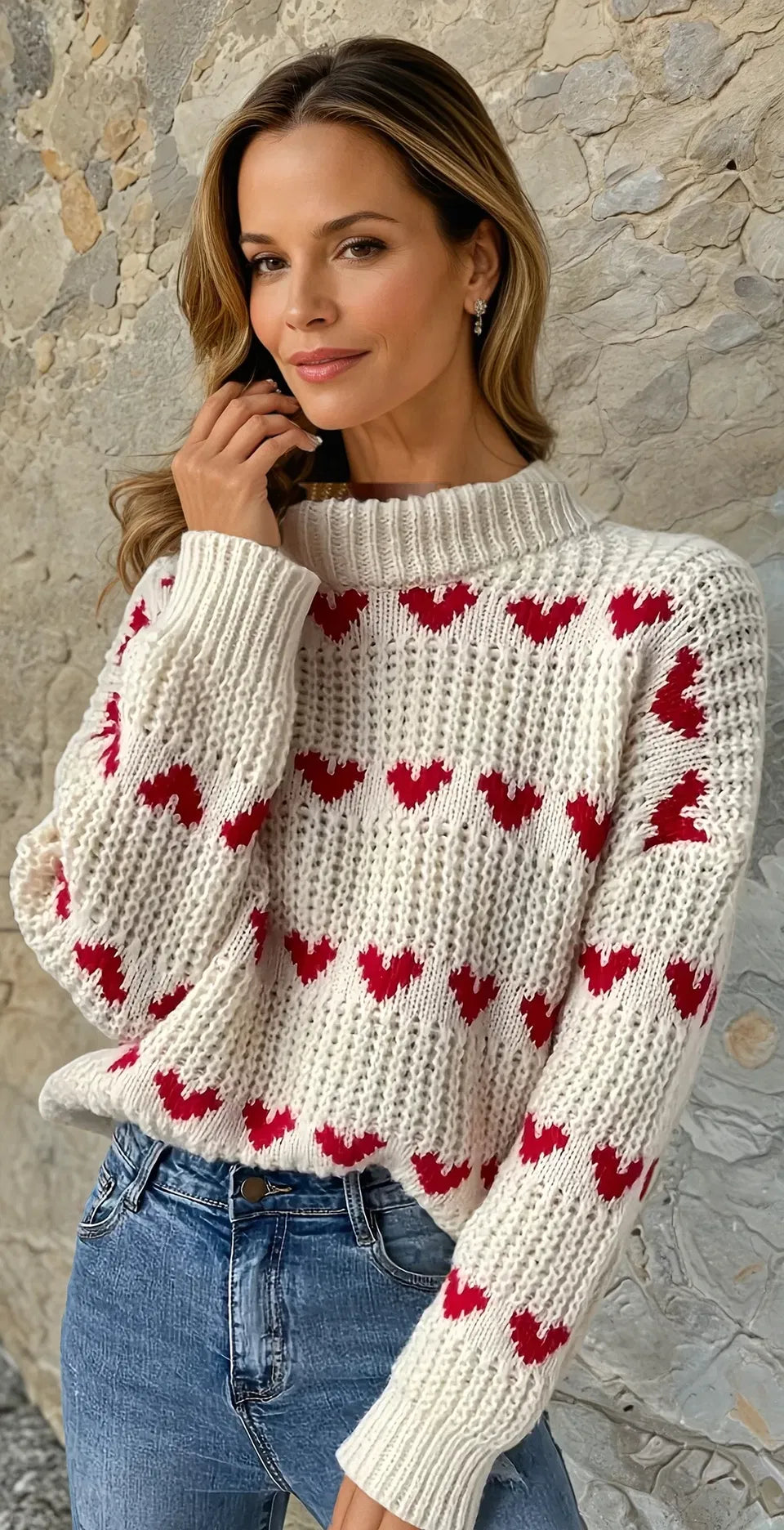 Maud™ - Cozy Heart Knit Sweater