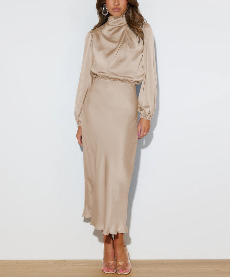 Grace™ | Elegant Silk Dress with Long Sleeves